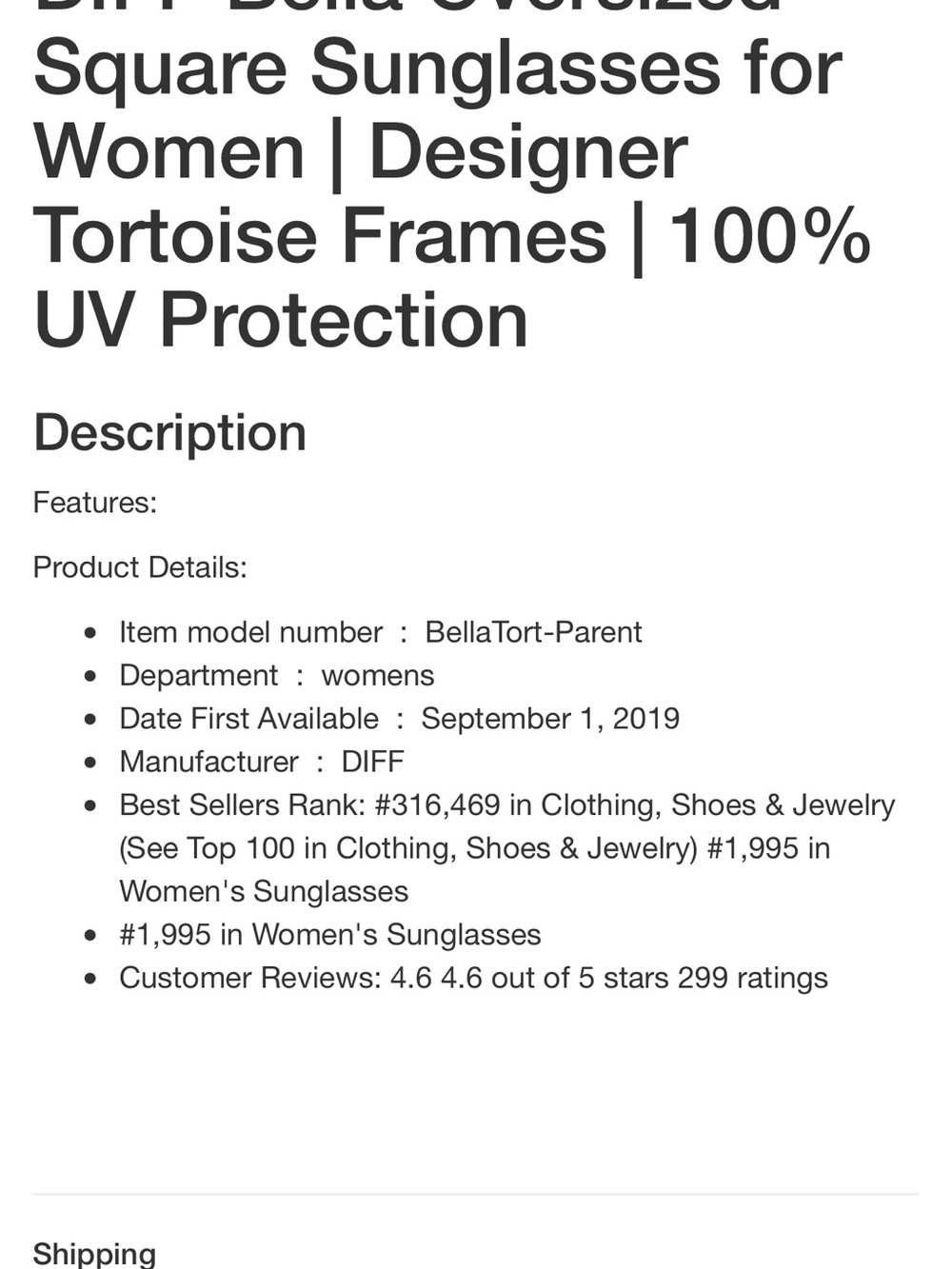 Women's Pink Tortoiseshell Square Sunglasses LT DIFF NEW BELLA - Picture 14 of 16